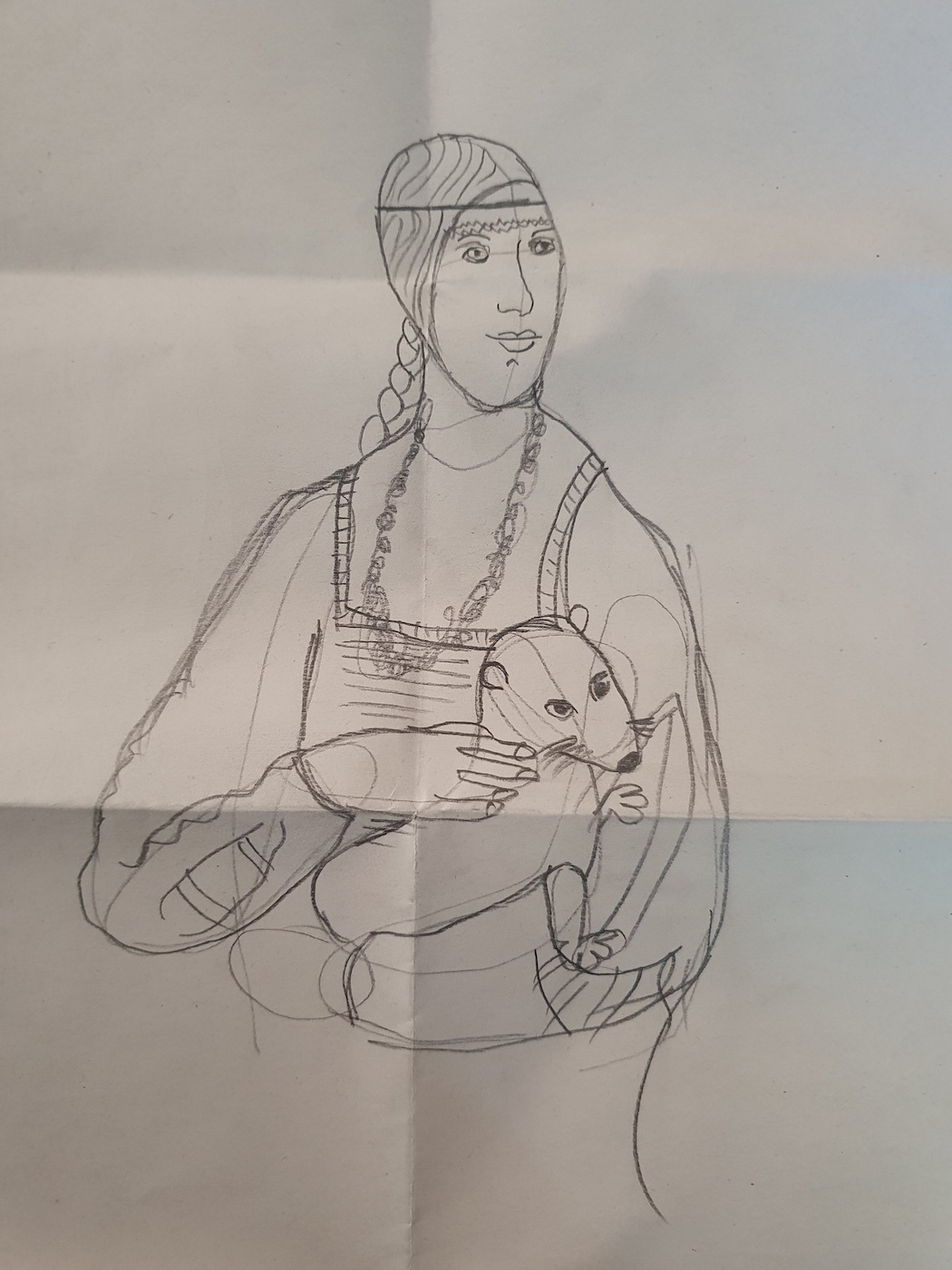 Attempt at a sketch of Lady with an Ermine, by me