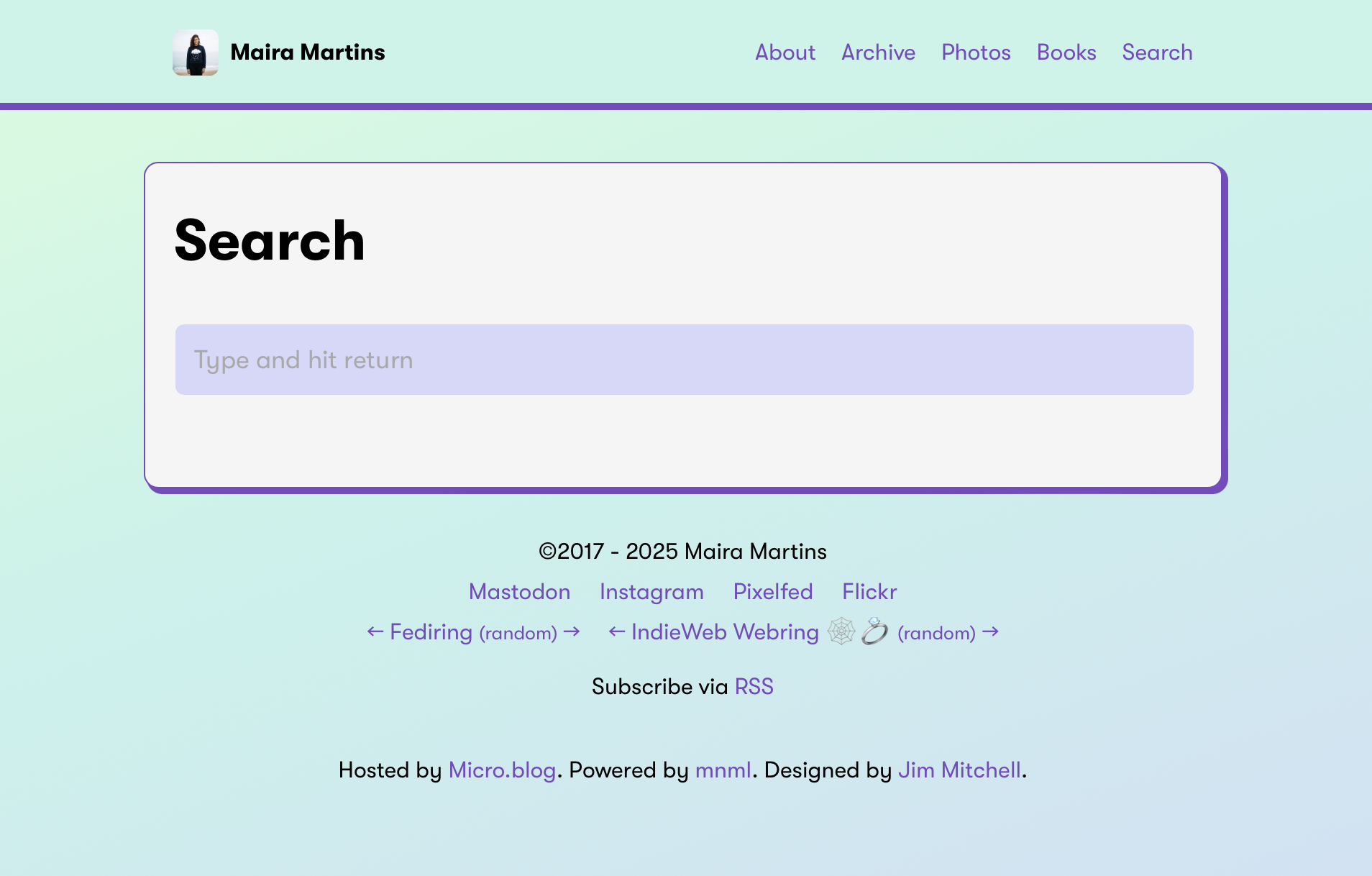 A Search form, in shades of green and purple